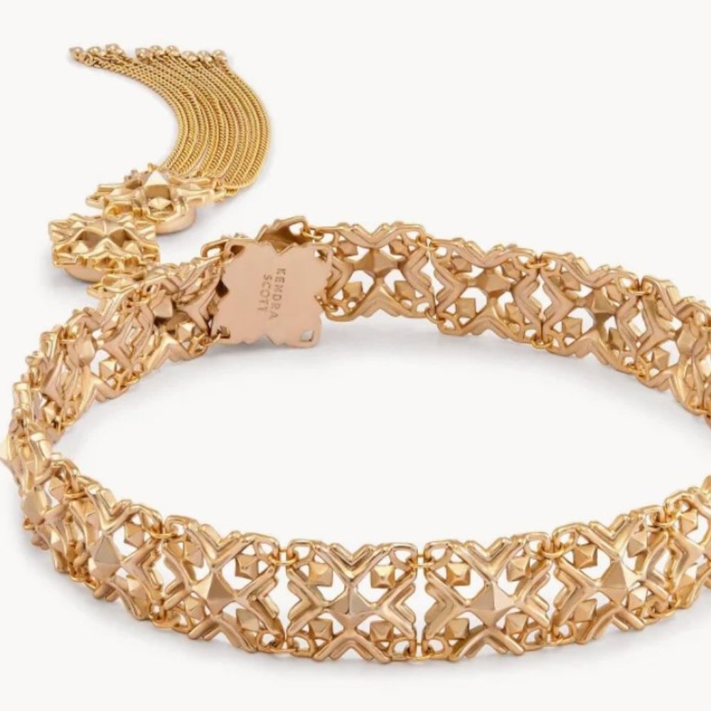 Kendra Scott Heidi tassel choker light gold necklace